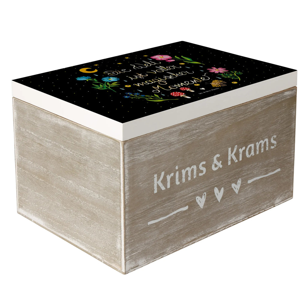 Wooden chest Magic World memory box, treasure chest, decorative box, storage box, XXL, chest, Wooden box, casket, box, Nature, joy of life, love, wisdom, night, flowers, black, saying positive, magic, Magic moments, motivation, saying beautiful