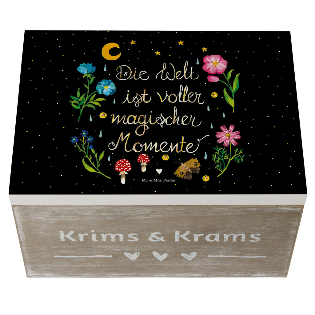 Wooden chest Magic World memory box, treasure chest, decorative box, storage box, XXL, chest, Wooden box, casket, box, Nature, joy of life, love, wisdom, night, flowers, black, saying positive, magic, Magic moments, motivation, saying beautiful