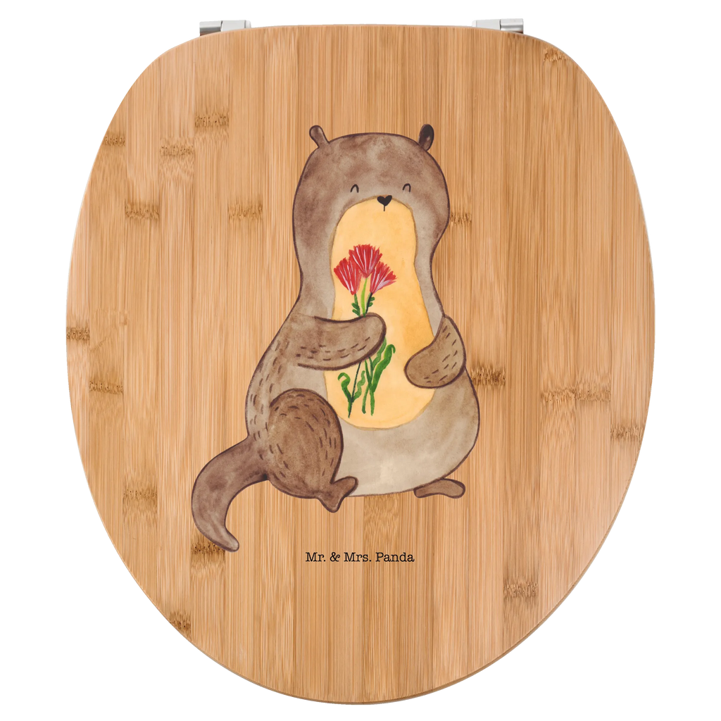 Motiv WC Sitz Otter Blumenstrauß Toilettendeckel, Klobrille, Toilette, WC-Sitz, Klodeckel, Otter, Fischotter, Seeotter, Otter Seeotter See Otter
