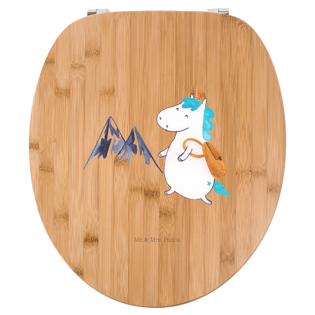 Motiv WC Sitz Einhorn Bergsteiger WC-Sitz, Toilettendeckel, Klobrille, Klodeckel, Toilette, Einhorn, Einhörner, Einhorn Deko, Unicorn, Abenteurer, Urlaub, Weltenbummler, Reisen, Bergsteiger, Weltreise, Berge, Abenteuer, Entdecker