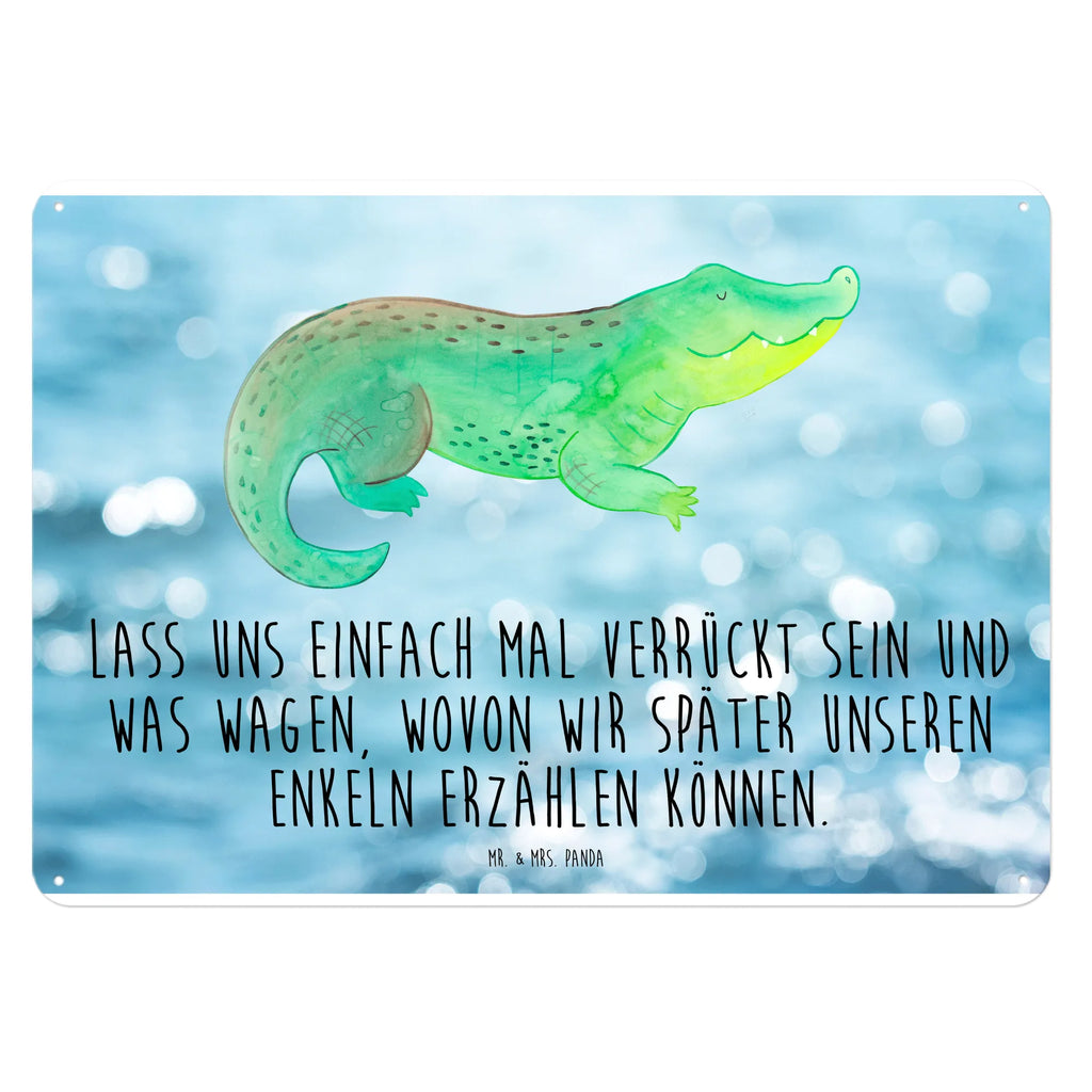 Blechschild Krokodil Dekoschild Metall, Blechschild Küche, Blechschild Zum Aufhängen, Wandschild Metall, Türschild Metall, Blechschild, Blechschild Für Männer, Blechschild Groß, Blechschild Für Frauen, Blechschild Büro, Meer, Meerestiere, Urlaub, Freundin, Krokodil, Spontan sein, Verrückt sein, Lieblingsmensch, Reiselust, Beste Freundin, Abenteuerlust, Krokodile