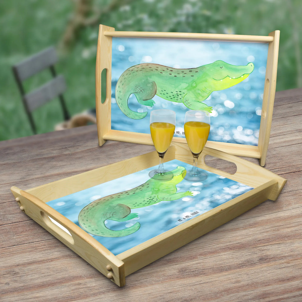 Serviertablett Krokodil Holztablett, Küchentablett, Dekotablett, Frühstückstablett, Tablett, Serviertablett, Meerestiere, Meer, Urlaub, Freundin, spontan sein, Abenteuerlust, Krokodile, Reiselust, beste Freundin, Lieblingsmensch, verrückt sein, Krokodil