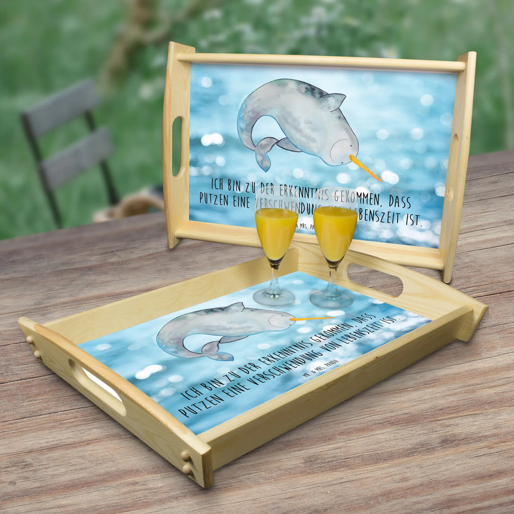 Serving tray Narwhal Frühstückstablett, Küchentablett, Dekotablett, Tablett, Holztablett, Serviertablett, Meerestiere, Meer, Urlaub, Junggesellin, aufräumen, Putzen, Kinderzimmer, Wal, Hausfrau, Narwal