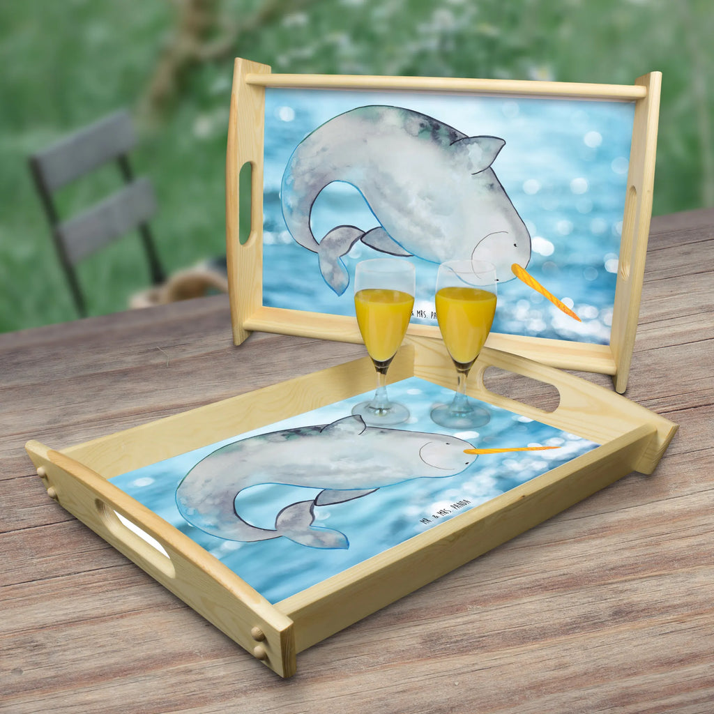 Serving tray Narwhal Frühstückstablett, Küchentablett, Dekotablett, Tablett, Holztablett, Serviertablett, Meerestiere, Meer, Urlaub, Junggesellin, aufräumen, Putzen, Kinderzimmer, Wal, Hausfrau, Narwal