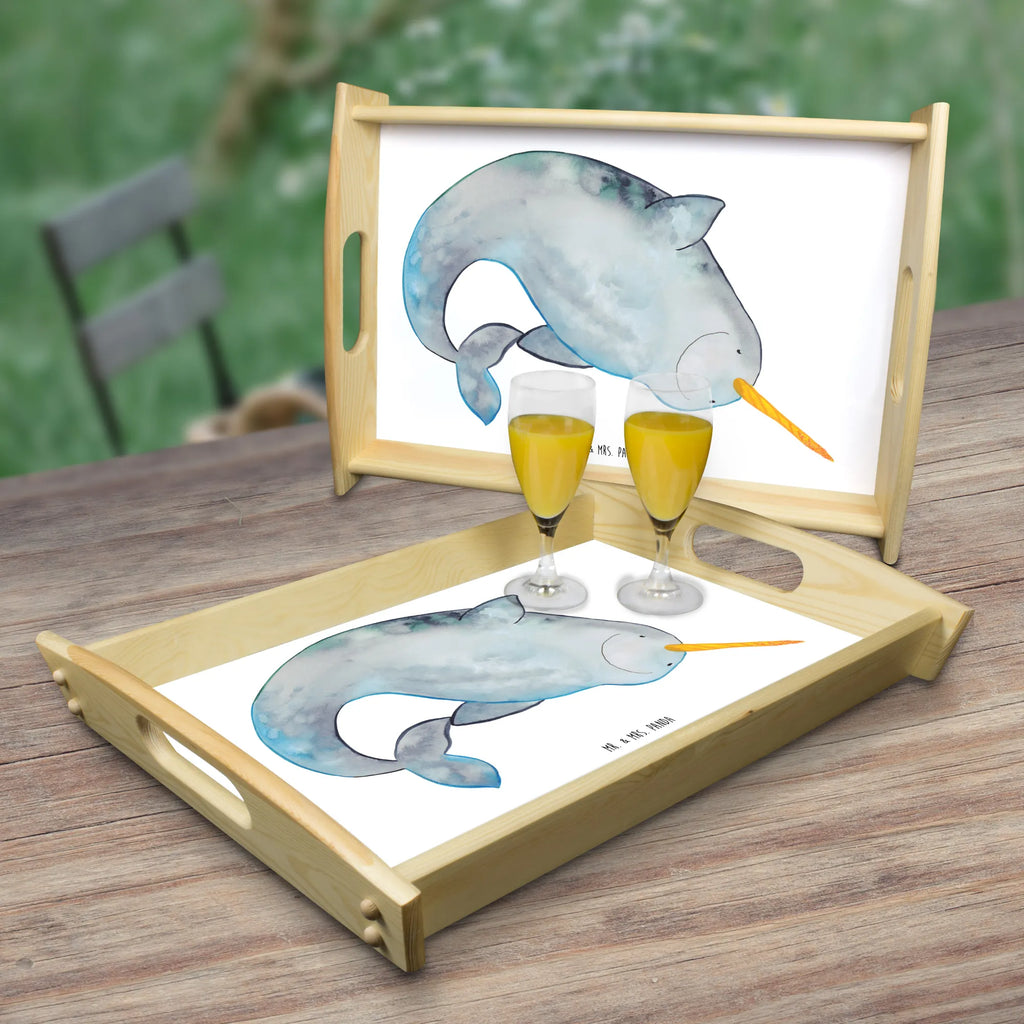Serving tray Narwhal Frühstückstablett, Küchentablett, Dekotablett, Tablett, Holztablett, Serviertablett, Meerestiere, Meer, Urlaub, Junggesellin, aufräumen, Putzen, Kinderzimmer, Wal, Hausfrau, Narwal