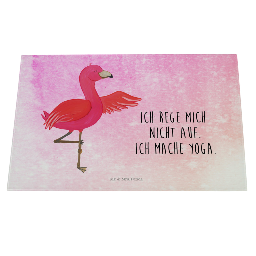 Glasschneidebrett Flamingo Yoga Glasschneidebrett, Schneidebrett, Frühstücksbrett, Küche, Flamingo, Vogel, Yoga, Namaste, Achtsamkeit, Yoga-Übung, Entspannung, Ärger, Aufregen, Tiefenentspannung