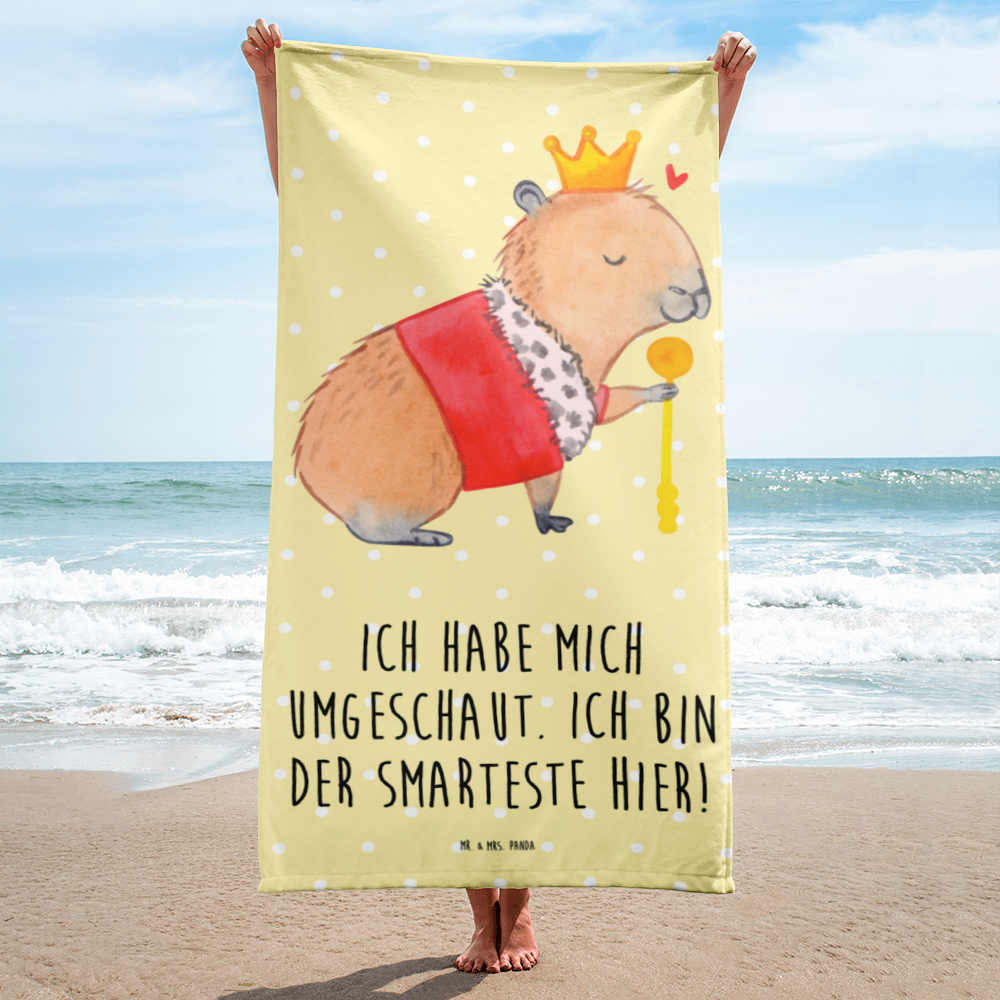 XL Badehandtuch Capybara König Handtuch, Badetuch, Duschtuch, Strandtuch, Saunatuch, Tiermotive, Gute Laune, lustige Sprüche, Tiere, Capybara, König