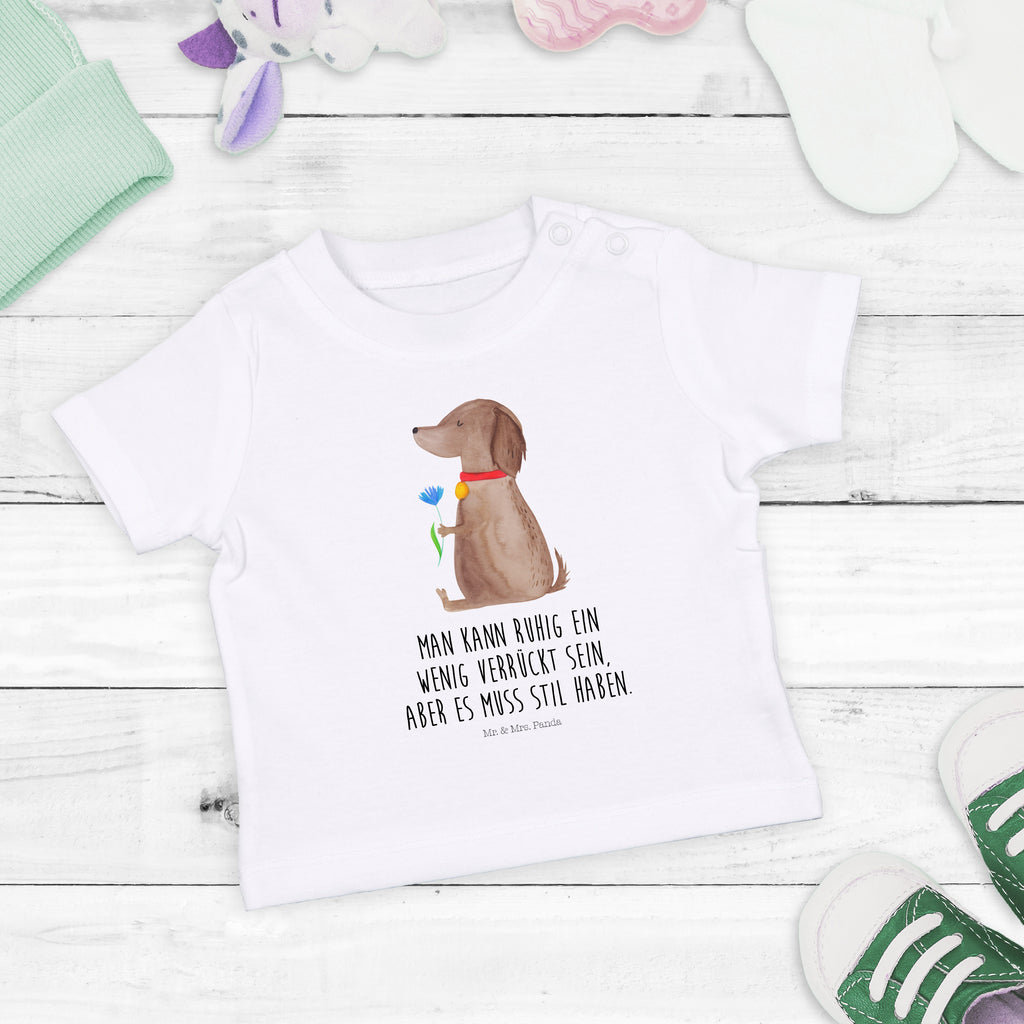 Organic Baby Shirt Hund Blume Baby T-Shirt, Jungen Baby T-Shirt, Mädchen Baby T-Shirt, Shirt, Hund, Hundemotiv, Haustier, Hunderasse, Tierliebhaber, Hundebesitzer, Sprüche, Hunde, Frauchen, Hundeliebe