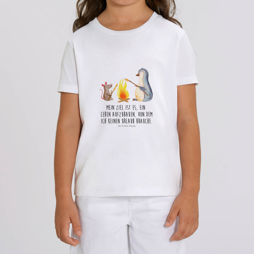 Organic Kinder T-Shirt Pinguin Lagerfeuer Kinder T-Shirt, Kinder T-Shirt Mädchen, Kinder T-Shirt Jungen, Pinguin, Maus, Pinguine, Lagerfeuer, Leben, Arbeit, Job, Motivation, Büro, Büroalltag, Lebensspruch, Lebensmotivation, Neustart, Liebe, grillen, Feuer, Marshmallows