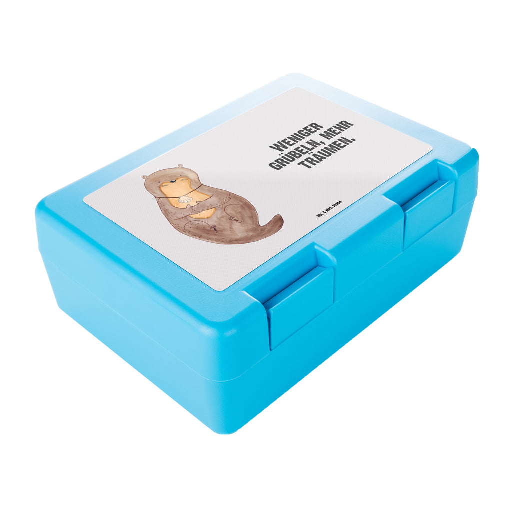 Brotdose Otter mit Muschelmedaillon Brotbox, Snackbox, Lunch box, Butterbrotdose, Brotzeitbox, Otter, Fischotter, Seeotter, Otterliebe, grübeln, träumen, Motivation, Tagträumen, Büro