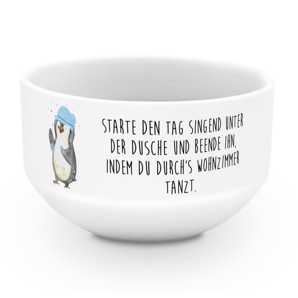 Müslischale Pinguin duscht Müslischale, Müslischüssel, Früstücksschüssel, Schüssel, Keramik Schüssel, Dessertschüssel, Salatschüssel, Suppenschüssel, Obstschale, Porzellan Schale, Snackschale, Pinguin, Pinguine, Dusche, duschen, Lebensmotto, Motivation, Neustart, Neuanfang, glücklich sein
