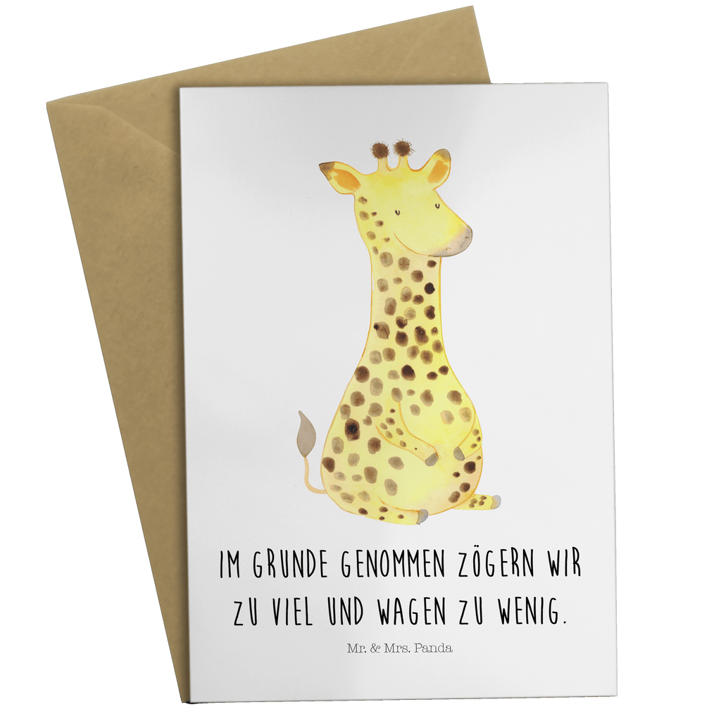 Grußkarte Giraffe Zufrieden Grußkarte, Klappkarte, Einladungskarte, Glückwunschkarte, Hochzeitskarte, Geburtstagskarte, Karte, Afrika, Wildtiere, Giraffe, Zufrieden, Glück, Abenteuer