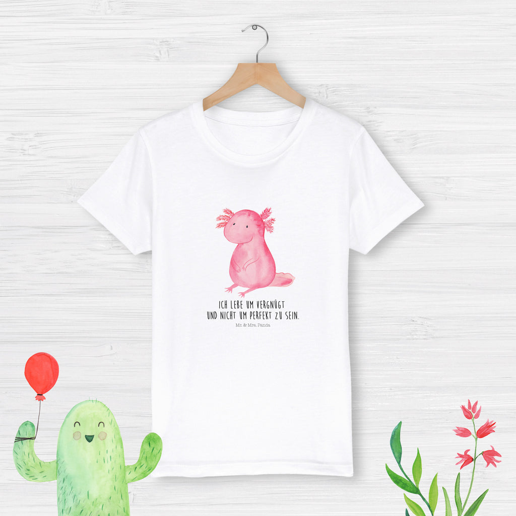 Organic Kinder T-Shirt Axolotl Kinder T-Shirt, Kinder T-Shirt Mädchen, Kinder T-Shirt Jungen, Axolotl, Molch, Axolot, vergnügt, fröhlich, zufrieden, Lebensstil, Weisheit, Lebensweisheit, Liebe, Freundin