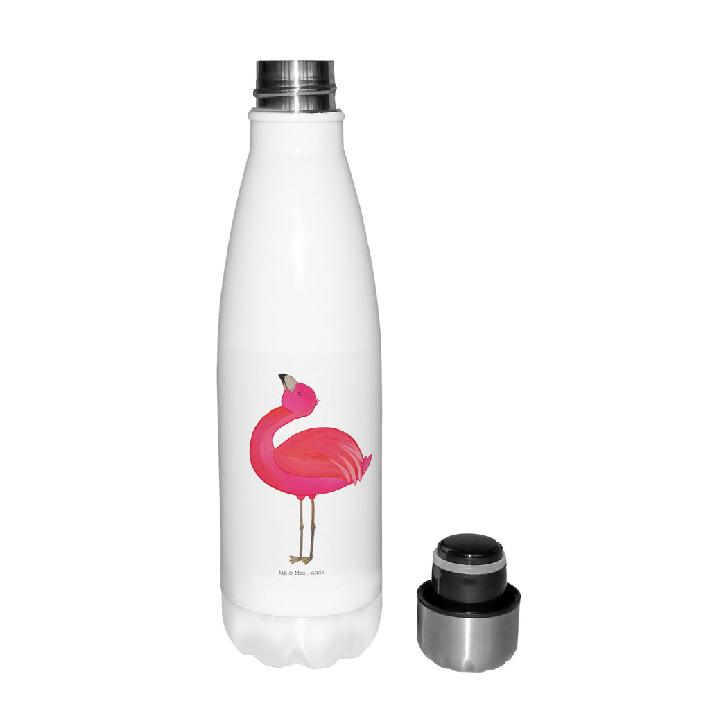 Thermosflasche Flamingo stolz Isolierflasche, Thermoflasche, Trinkflasche, Thermos, Edelstahl, Flamingo, stolz, Freude, Selbstliebe, Selbstakzeptanz, Freundin, beste Freundin, Tochter, Mama, Schwester