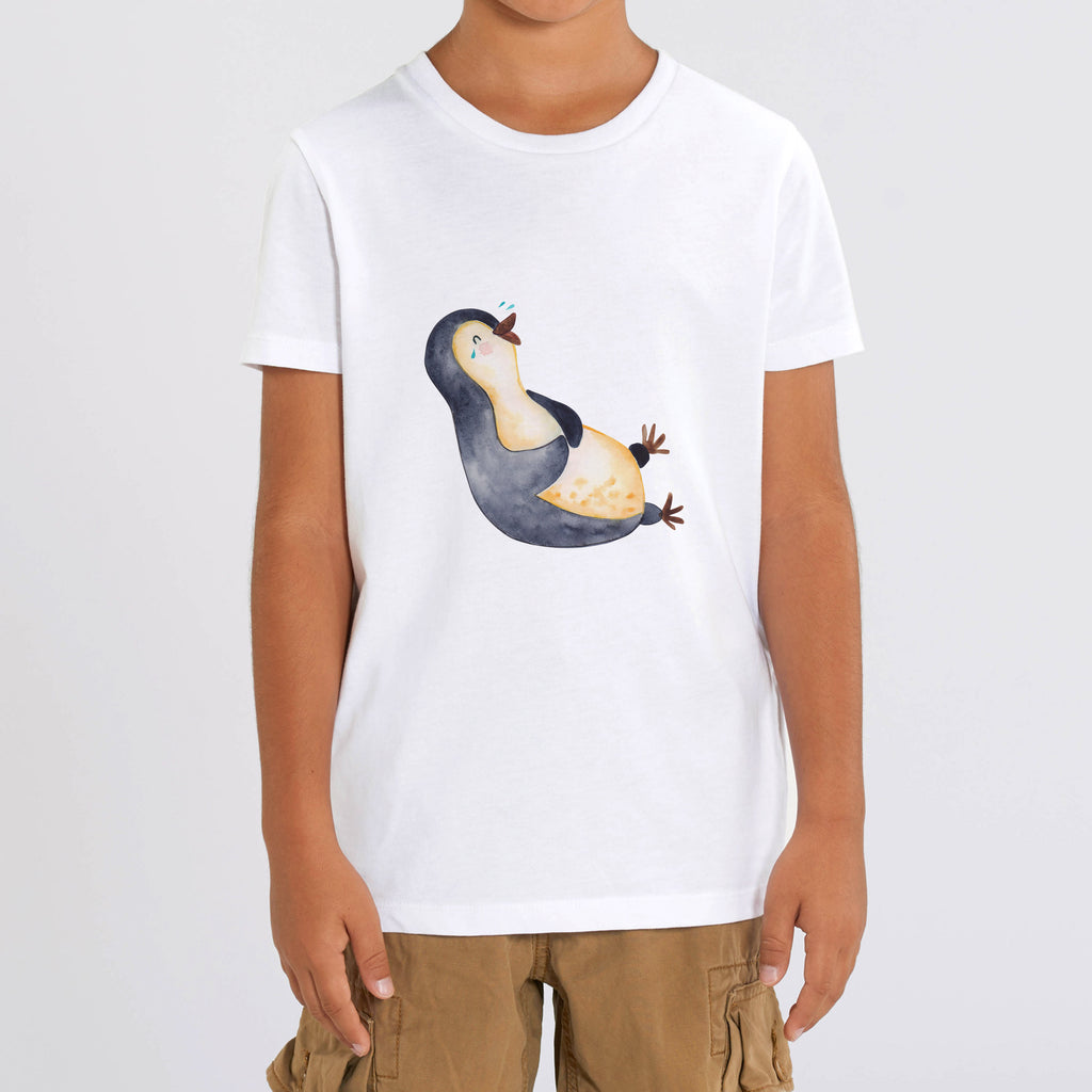 Organic Kinder T-Shirt Pinguin lachend Kinder T-Shirt, Kinder T-Shirt Mädchen, Kinder T-Shirt Jungen, Pinguin, Pinguine, lustiger Spruch, Optimismus, Fröhlich, Lachen, Humor, Fröhlichkeit