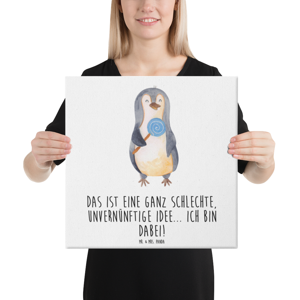 Leinwand Bild Pinguin Lolli Leinwand, Bild, Kunstdruck, Wanddeko, Dekoration, Pinguin, Pinguine, Lolli, Süßigkeiten, Blödsinn, Spruch, Rebell, Gauner, Ganove, Rabauke