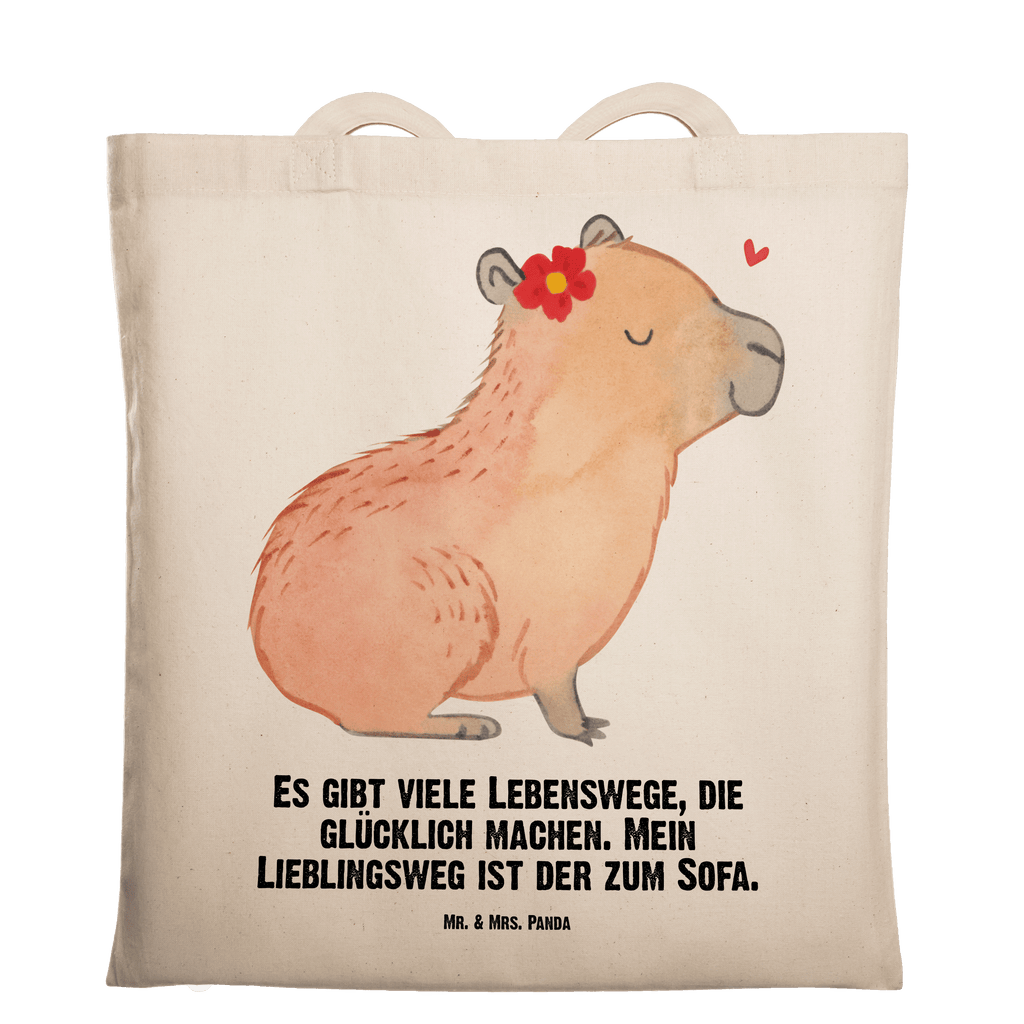 Tragetasche Capybara Blume Beuteltasche, Beutel, Einkaufstasche, Jutebeutel, Stoffbeutel, Tiermotive, Gute Laune, lustige Sprüche, Tiere, Capybara