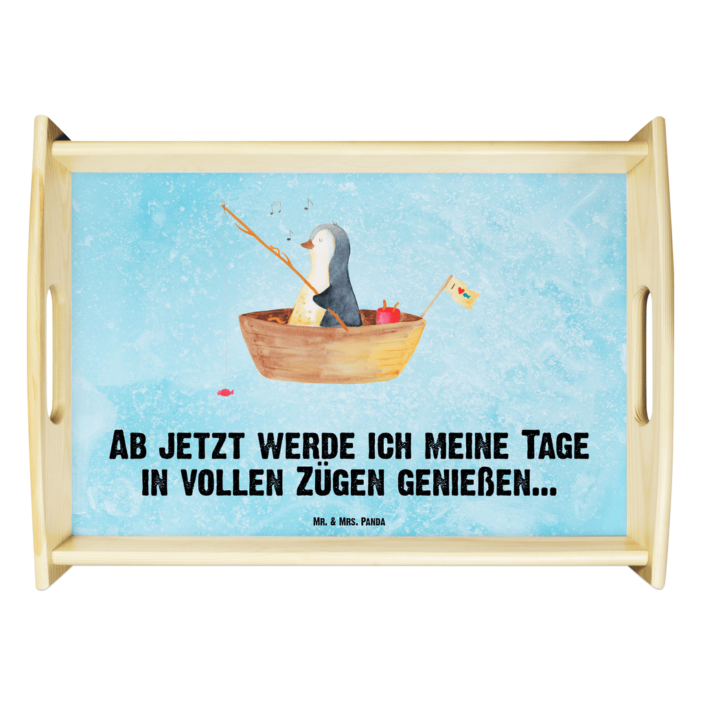 Serviertablett Pinguin Angelboot Tablett, Holztablett, Küchentablett, Dekotablett, Frühstückstablett, Pinguin, Pinguine, Angeln, Boot, Angelboot, Lebenslust, Leben, genießen, Motivation, Neustart, Neuanfang, Trennung, Scheidung, Geschenkidee Liebeskummer