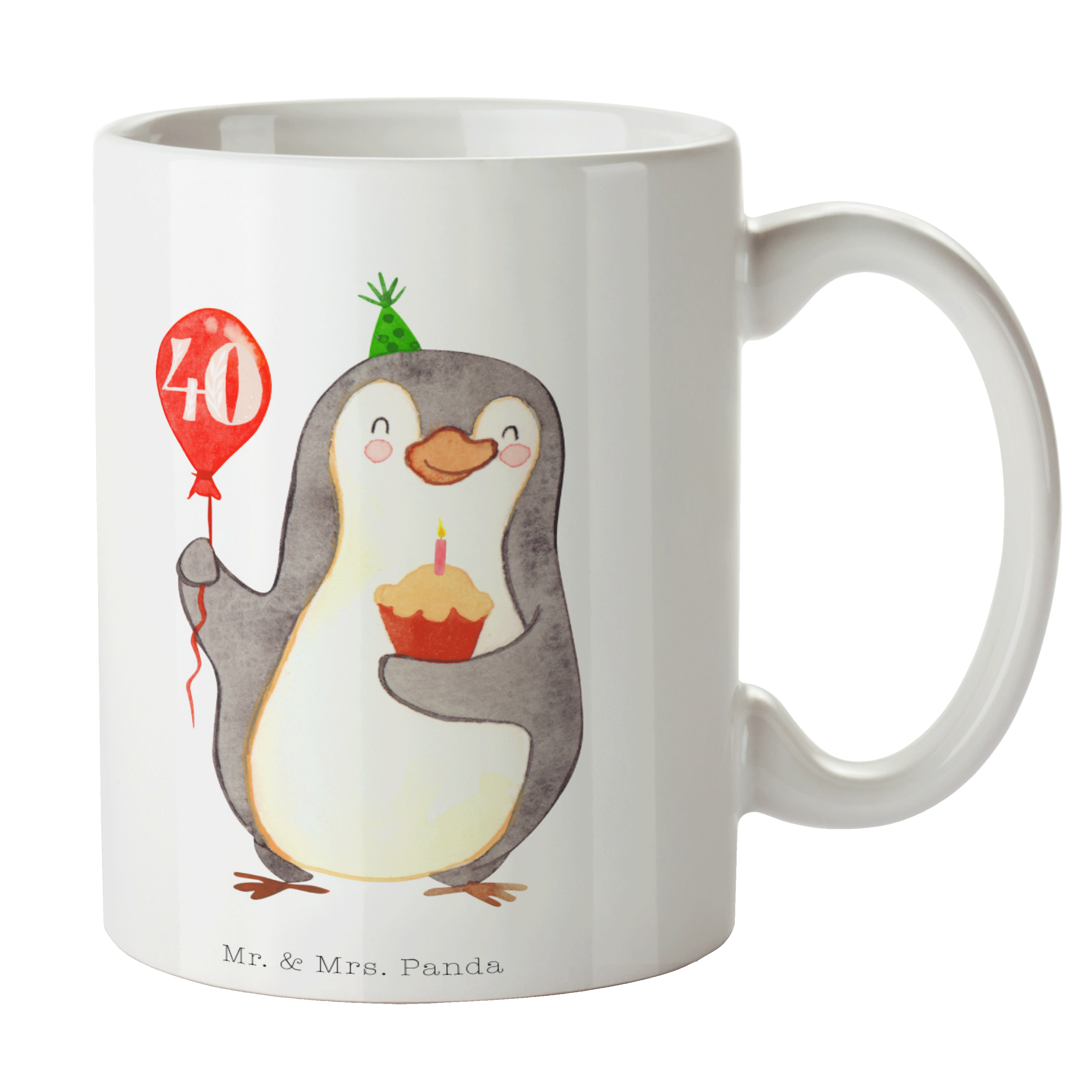 Tasse 40. Geburtstag Pinguin Luftballon – Mr. & Mrs. Panda