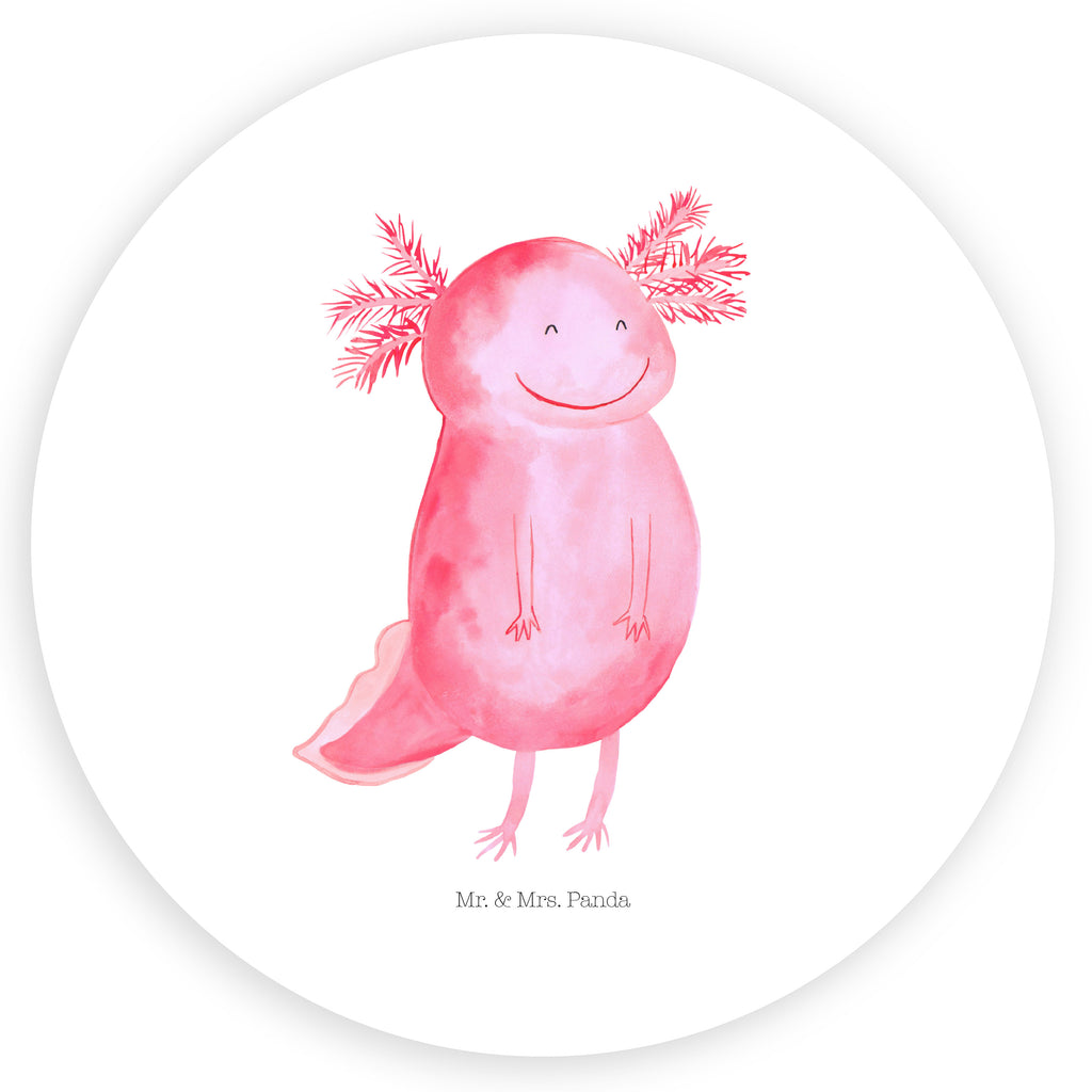 Rund Aufkleber Axolotl glücklich Sticker, Aufkleber, Etikett, Axolotl, Molch, Axolot, Schwanzlurch, Lurch, Lurche, Motivation, gute Laune
