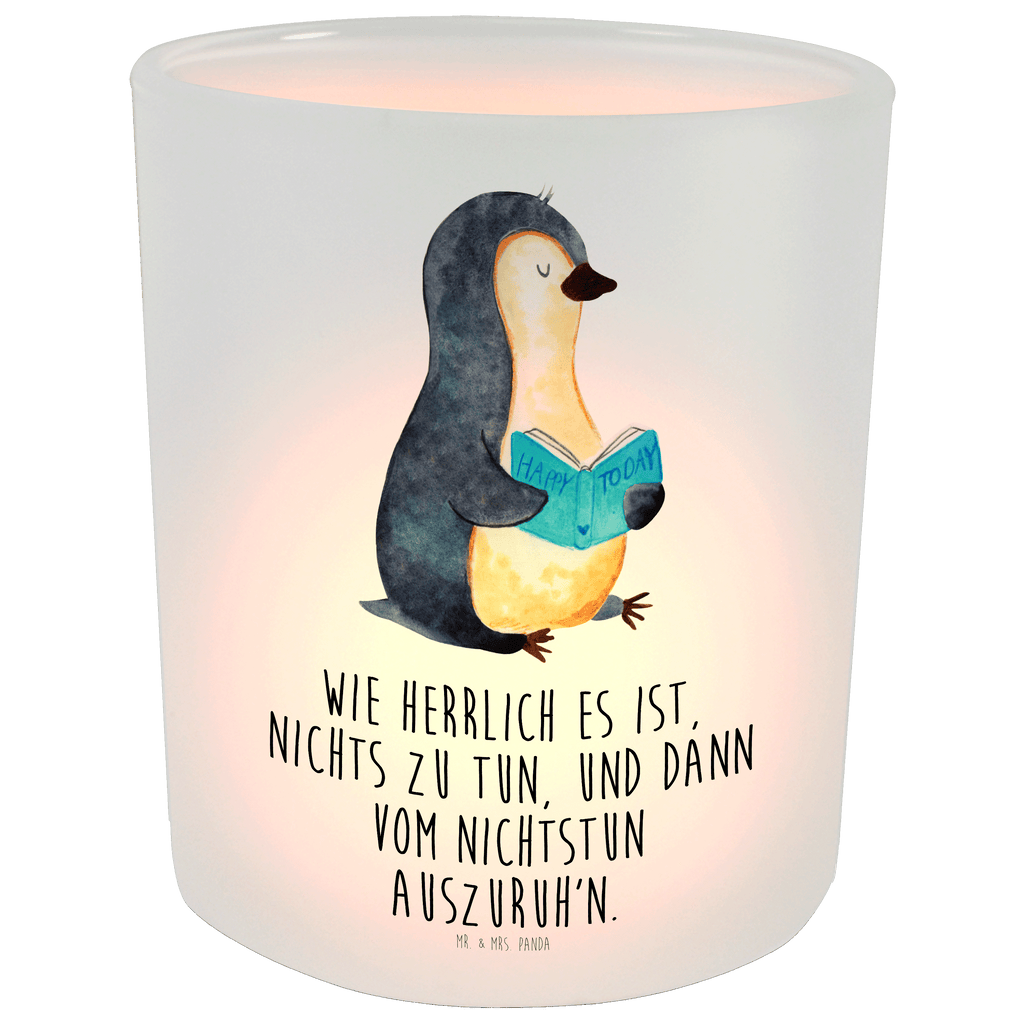 Windlicht Pinguin Buch Windlicht Glas, Teelichtglas, Teelichthalter, Teelichter, Kerzenglas, Windlicht Kerze, Kerzenlicht, Pinguin, Pinguine, Buch, Lesen, Bücherwurm, Nichtstun, Faulenzen, Ferien, Urlaub, Freizeit