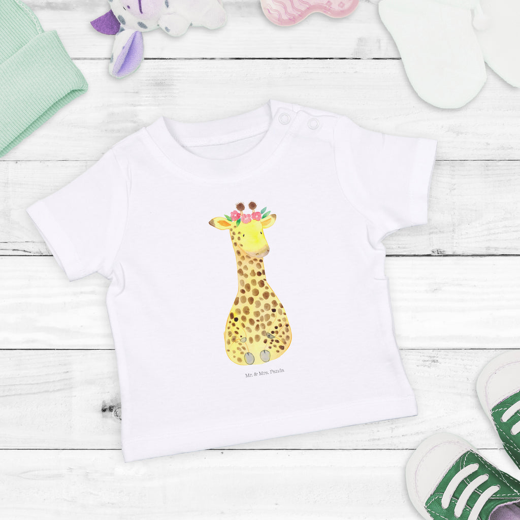 Organic Baby Shirt Giraffe Blumenkranz Baby T-Shirt, Jungen Baby T-Shirt, Mädchen Baby T-Shirt, Shirt, Afrika, Wildtiere, Giraffe, Blumenkranz, Abenteurer, Selbstliebe, Freundin