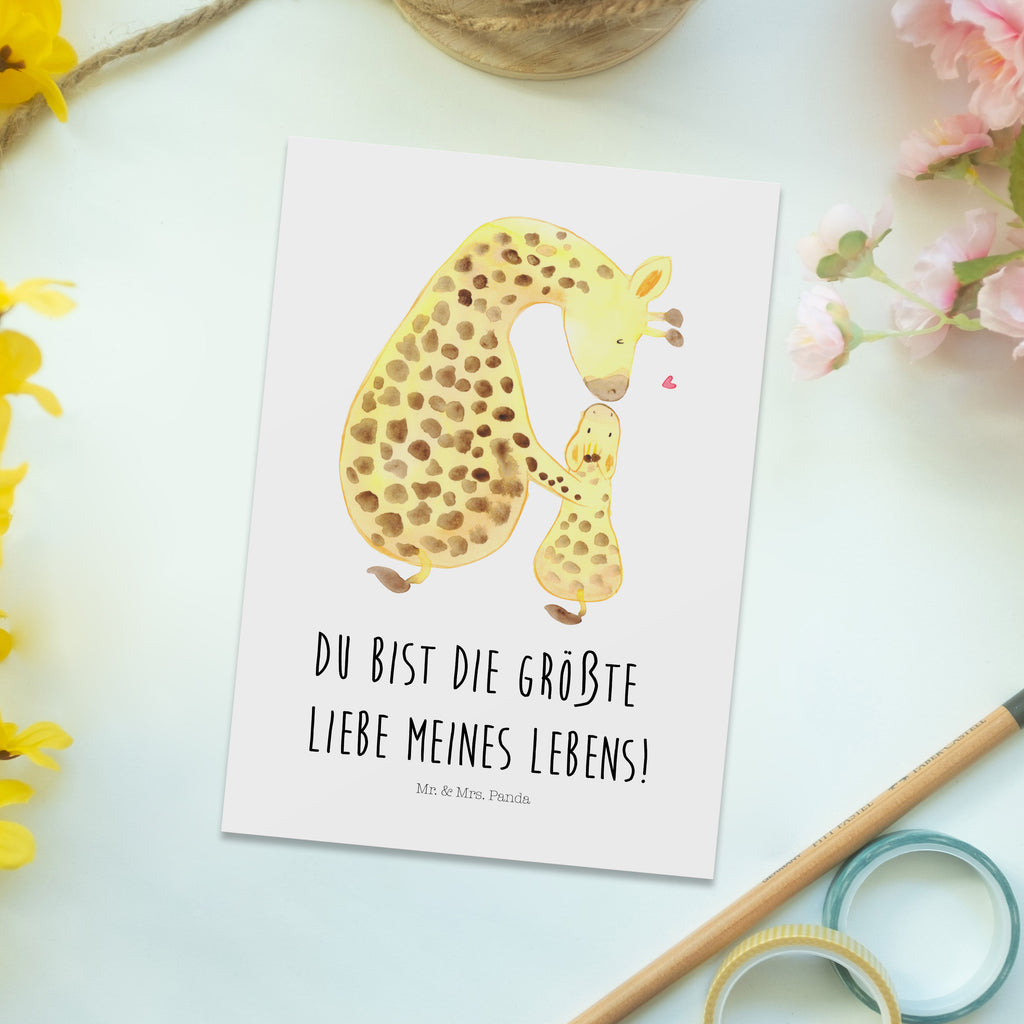 Postkarte Giraffe mit Kind Postkarte, Karte, Geschenkkarte, Grußkarte, Einladung, Ansichtskarte, Geburtstagskarte, Einladungskarte, Dankeskarte, Afrika, Wildtiere, Giraffe, Kind, Mutter, Mama, Tochter, Sohn, Lieblingsmensch