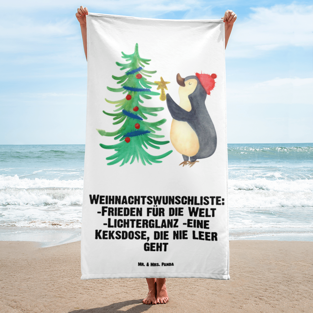 XL Badehandtuch Pinguin Weihnachtsbaum Handtuch, Badetuch, Duschtuch, Strandtuch, Saunatuch, Winter, Weihnachten, Weihnachtsdeko, Nikolaus, Advent, Heiligabend, Wintermotiv, Pinguin