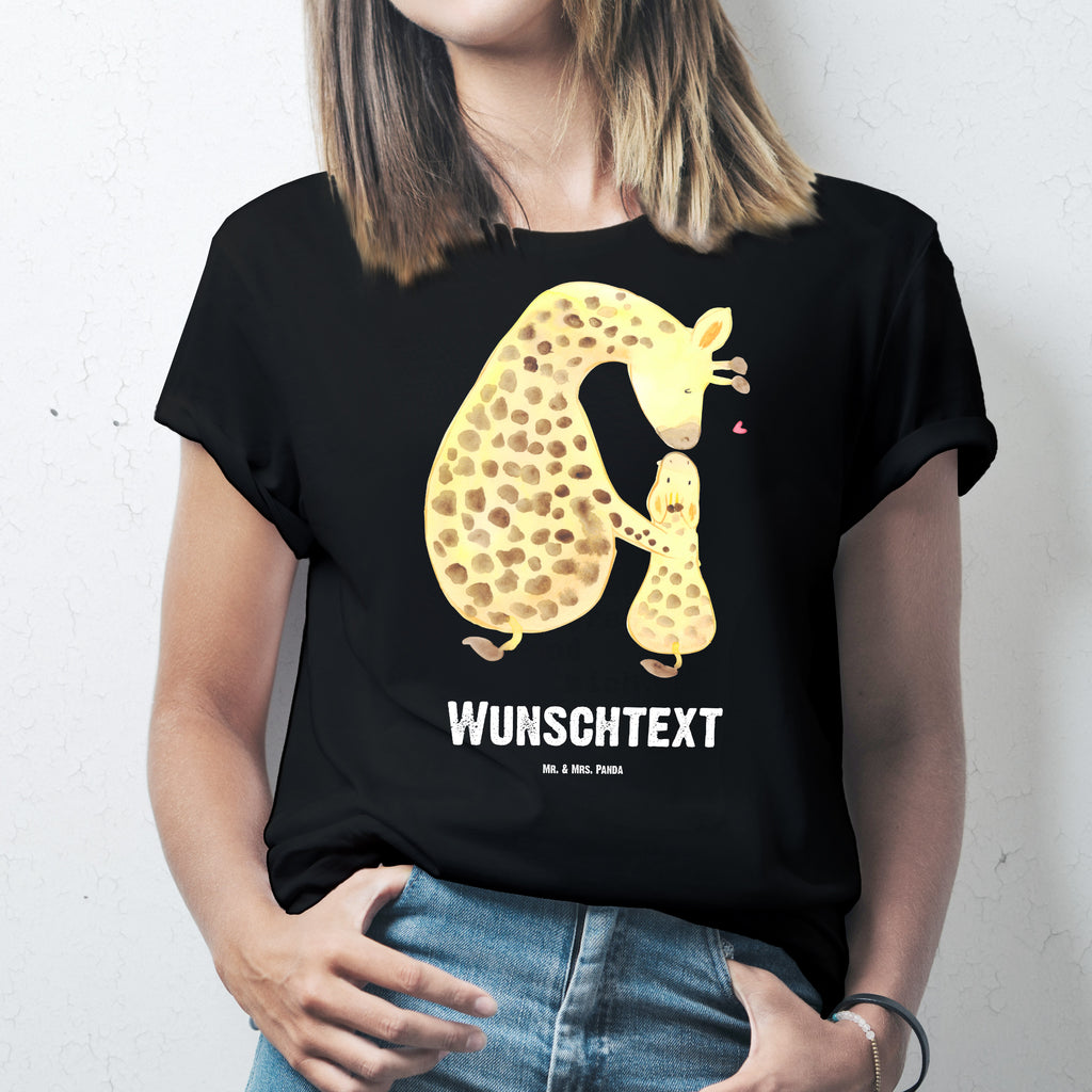 Personalisiertes T-Shirt Giraffe mit Kind T-Shirt Personalisiert, T-Shirt mit Namen, T-Shirt mit Aufruck, Männer, Frauen, Afrika, Wildtiere, Giraffe, Kind, Mutter, Mama, Tochter, Sohn, Lieblingsmensch