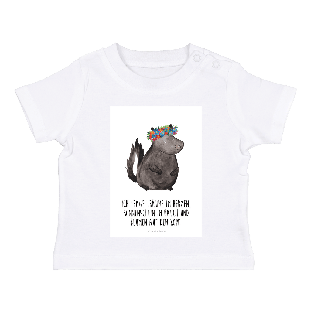 Organic Baby Shirt Stinktier Blumenmaedchen Baby T-Shirt, Jungen Baby T-Shirt, Mädchen Baby T-Shirt, Shirt, Stinktier, Skunk, Wildtier, Raubtier, Stinker, Stinki, Yoga, Namaste, Lebe, Liebe, Lache