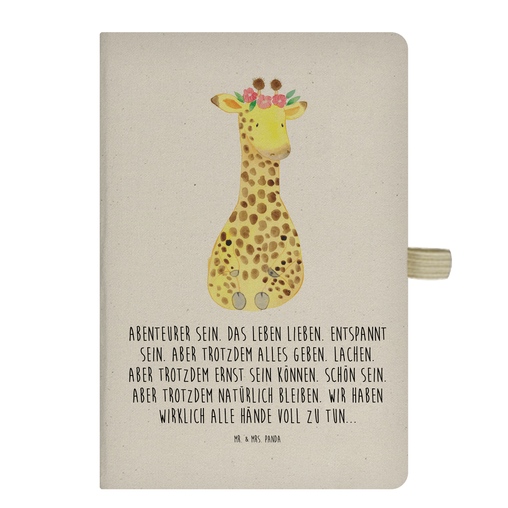 Baumwoll Notizbuch Giraffe Blumenkranz Notizen, Eintragebuch, Tagebuch, Notizblock, Adressbuch, Journal, Kladde, Skizzenbuch, Notizheft, Schreibbuch, Schreibheft, Afrika, Wildtiere, Giraffe, Blumenkranz, Abenteurer, Selbstliebe, Freundin