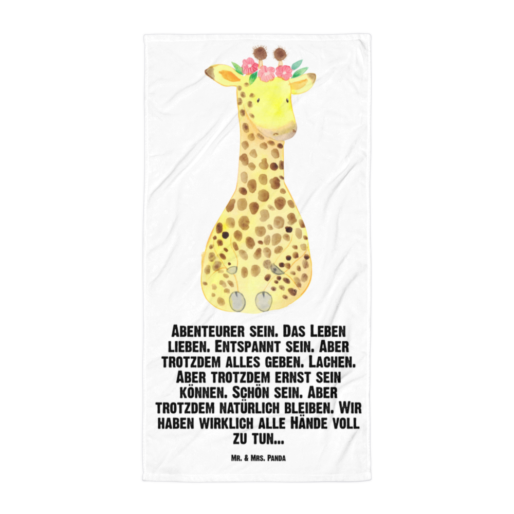 XL Badehandtuch Giraffe Blumenkranz Handtuch, Badetuch, Duschtuch, Strandtuch, Saunatuch, Afrika, Wildtiere, Giraffe, Blumenkranz, Abenteurer, Selbstliebe, Freundin