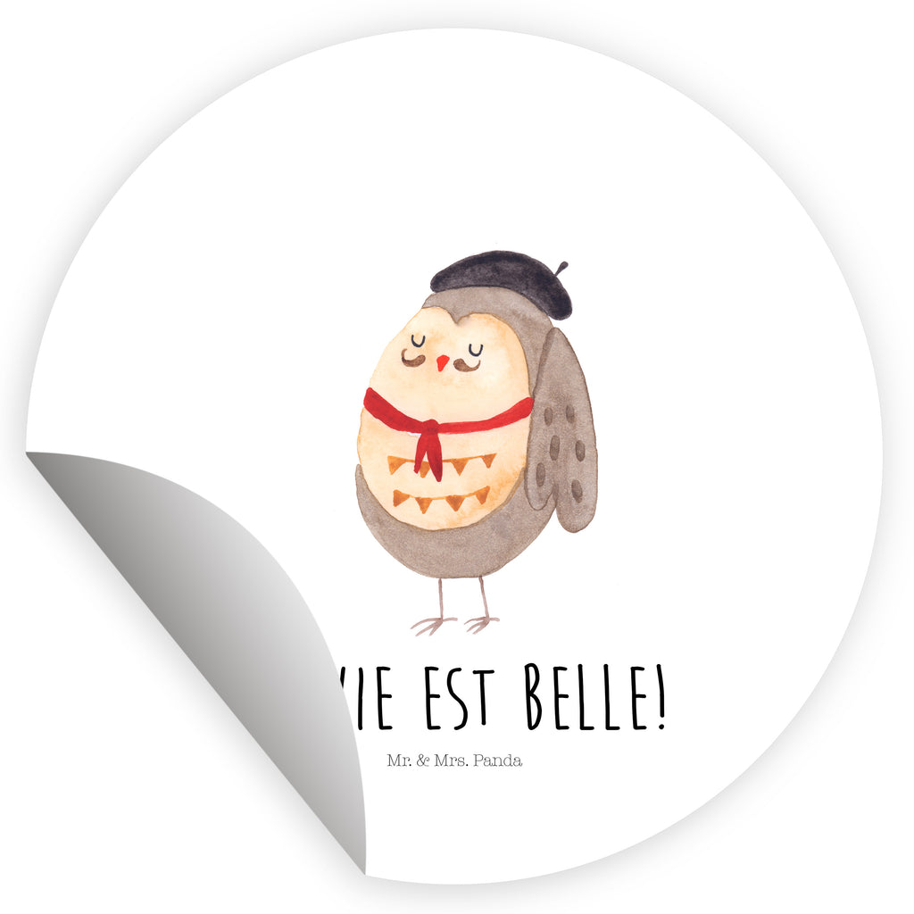 Rund Aufkleber Eule Französisch Sticker, Aufkleber, Etikett, Kinder, rund, Eule, Eulen, Eule Deko, Owl, hibou, La vie est belle, das Leben ist schön, Spruch schön, Spruch Französisch, Frankreich