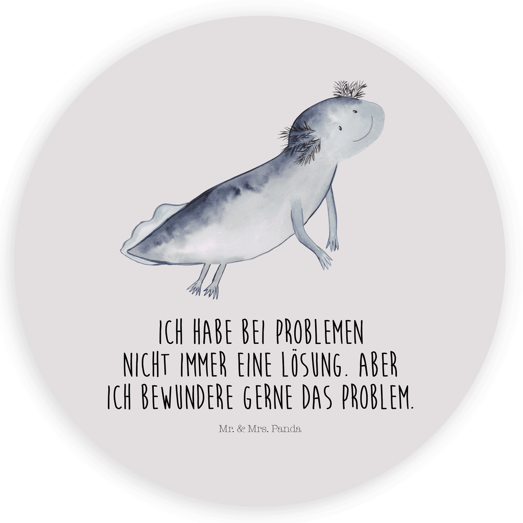 Rund Aufkleber Axolotl schwimmt Sticker, Aufkleber, Etikett, Axolotl, Molch, Axolot, Schwanzlurch, Lurch, Lurche, Problem, Probleme, Lösungen, Motivation