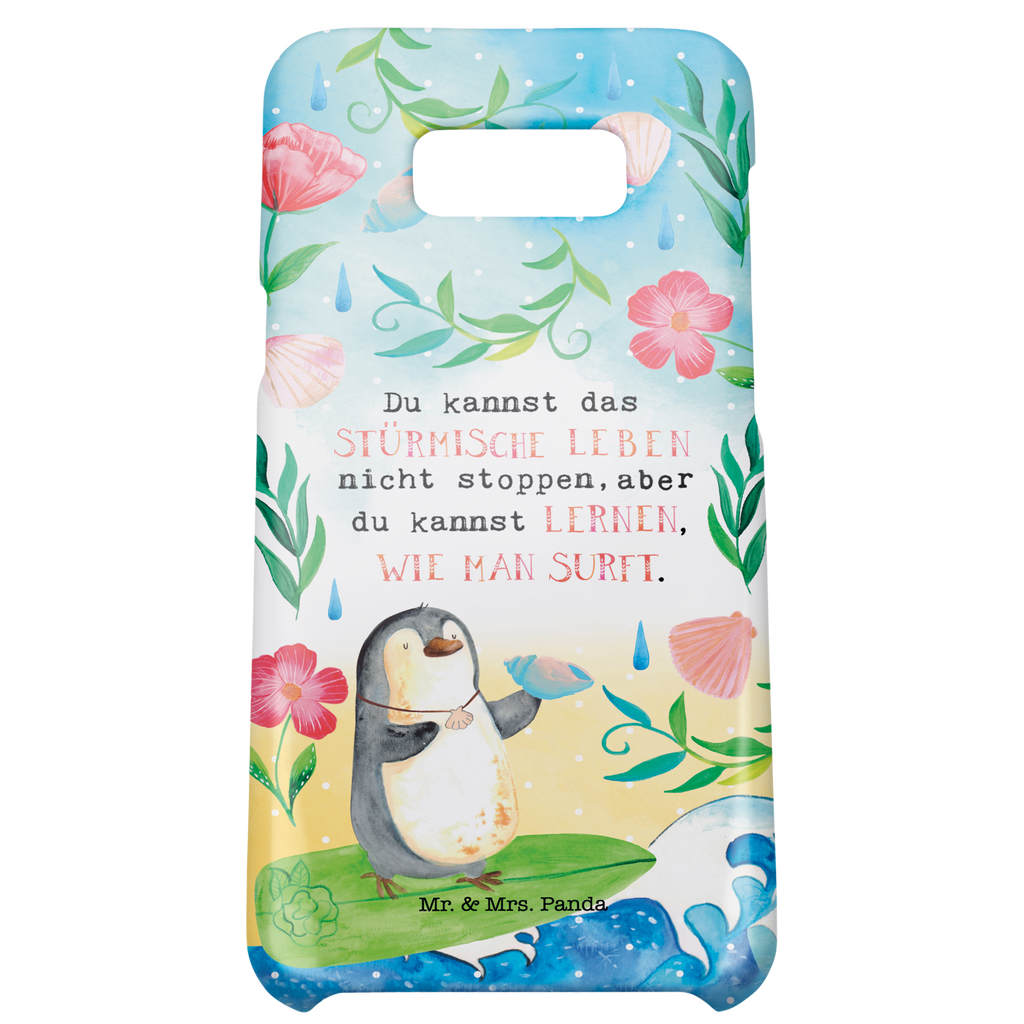 Handyhülle Surfing Penguin Handyhülle, Handycover, Cover, Handy, Hülle, Samsung Galaxy S8 plus, Pinguin