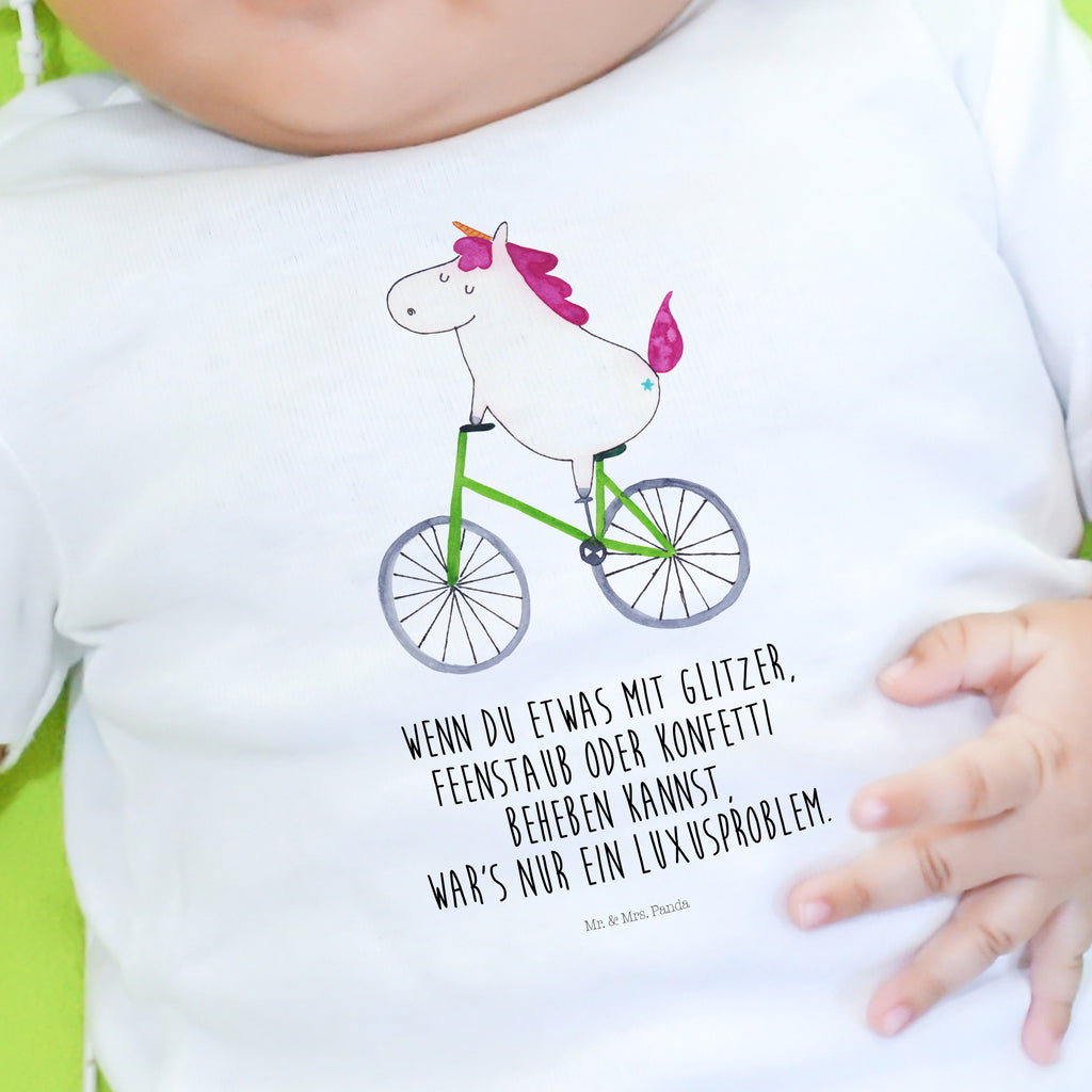 Organic Baby Shirt Einhorn Radfahrer Baby T-Shirt, Jungen Baby T-Shirt, Mädchen Baby T-Shirt, Shirt, Einhorn, Einhörner, Einhorn Deko, Pegasus, Unicorn, Radfahren, Radfahrer, Rad, Bike, Feenstaub, Konfetti, Luxusproblem, Kummer, Liebeskummer