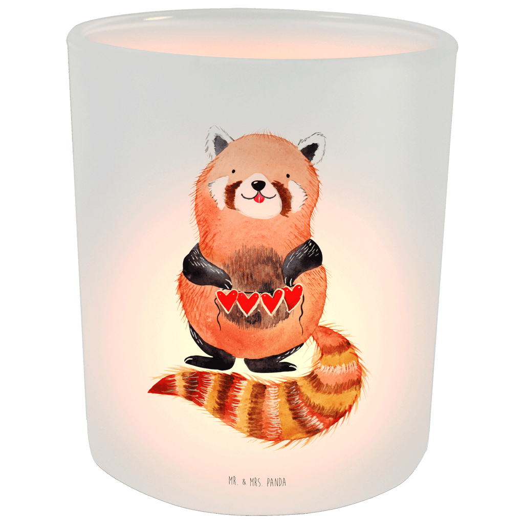 Windlicht Roter Panda Windlicht Glas, Teelichtglas, Teelichthalter, Teelichter, Kerzenglas, Windlicht Kerze, Kerzenlicht, Tiermotive, Gute Laune, lustige Sprüche, Tiere, Panda, Liebe, Rot, Herz, Liebling, Lieblingsmensch