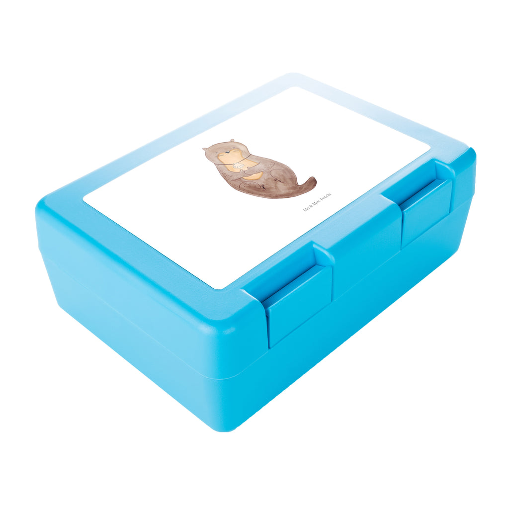 Brotdose Otter mit Muschelmedaillon Brotbox, Snackbox, Lunch box, Butterbrotdose, Brotzeitbox, Otter, Fischotter, Seeotter, Otterliebe, grübeln, träumen, Motivation, Tagträumen, Büro