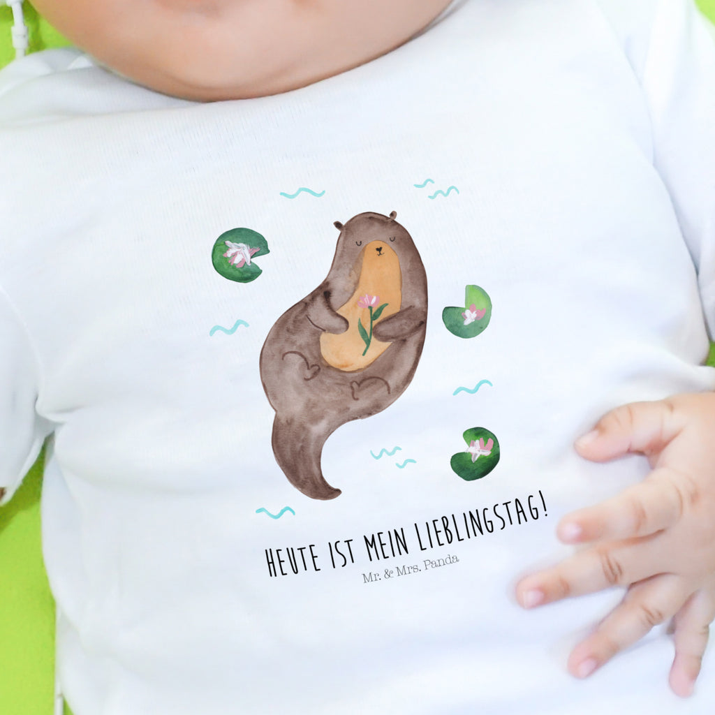 Baby Longsleeve Otter mit Seerose Mädchen, Jungen, Baby, Langarm, Bio, Kleidung, Longsleeve, Otter, Fischotter, Seeotter, Otter Seeotter See Otter