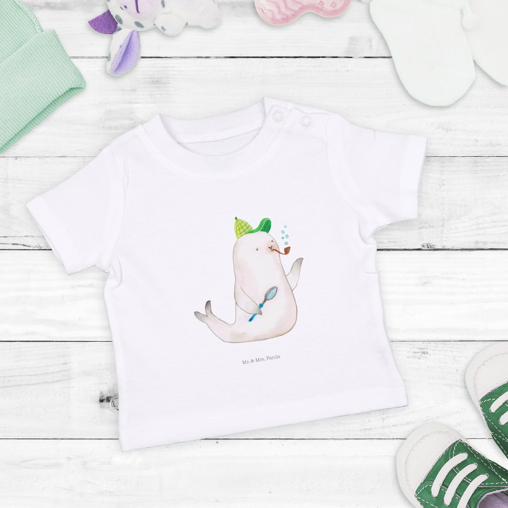 Organic Baby Shirt Robbe Sherlock Baby T-Shirt, Jungen Baby T-Shirt, Mädchen Baby T-Shirt, Shirt, Tiermotive, Gute Laune, lustige Sprüche, Tiere