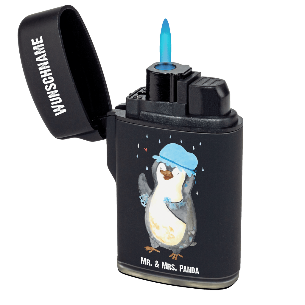 Personalisiertes Feuerzeug Pinguin duscht Personalisiertes Feuerzeug, Personalisiertes Gas-Feuerzeug, Personalisiertes Sturmfeuerzeug, Pinguin, Pinguine, Dusche, duschen, Lebensmotto, Motivation, Neustart, Neuanfang, glücklich sein