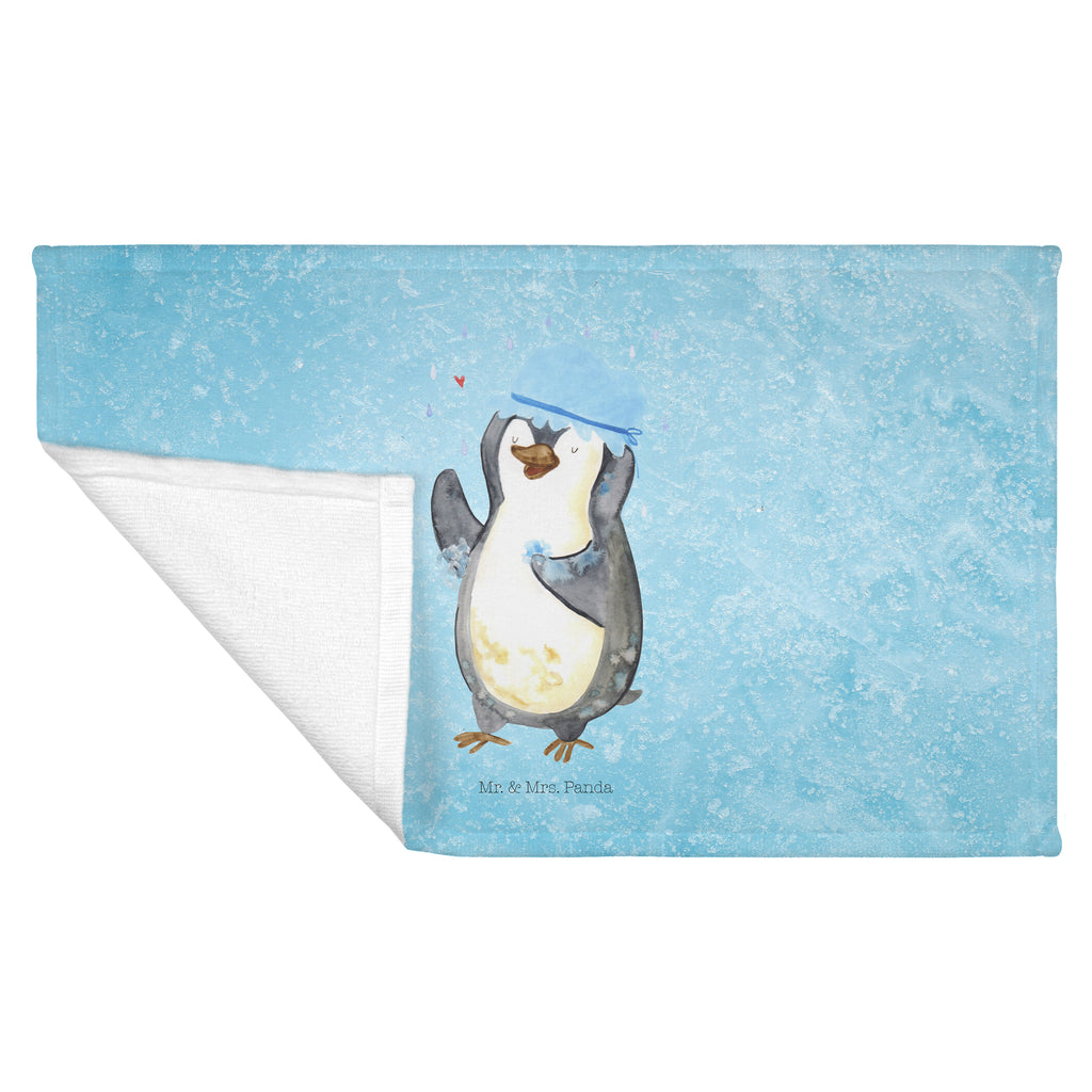Handtuch Pinguin duscht Handtuch, Badehandtuch, Badezimmer, Handtücher, groß, Kinder, Baby, Pinguin, Pinguine, Dusche, duschen, Lebensmotto, Motivation, Neustart, Neuanfang, glücklich sein