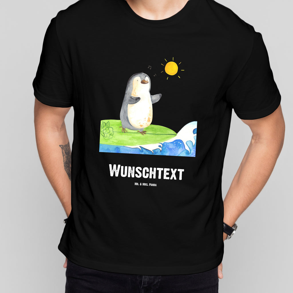 Personalisiertes T-Shirt Pinguin Surfer T-Shirt Personalisiert, T-Shirt mit Namen, T-Shirt mit Aufruck, Männer, Frauen, Pinguin, Pinguine, surfen, Surfer, Hawaii, Urlaub, Wellen, Wellen reiten, Portugal