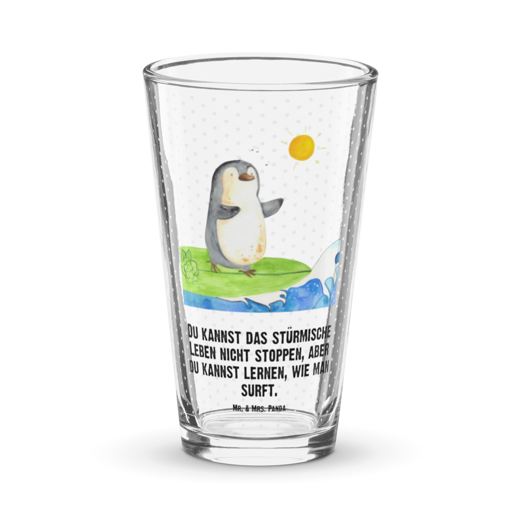 Premium Trinkglas Pinguin Surfer Trinkglas, Glas, Pint Glas, Bierglas, Cocktail Glas, Wasserglas, Pinguin, Pinguine, surfen, Surfer, Hawaii, Urlaub, Wellen, Wellen reiten, Portugal