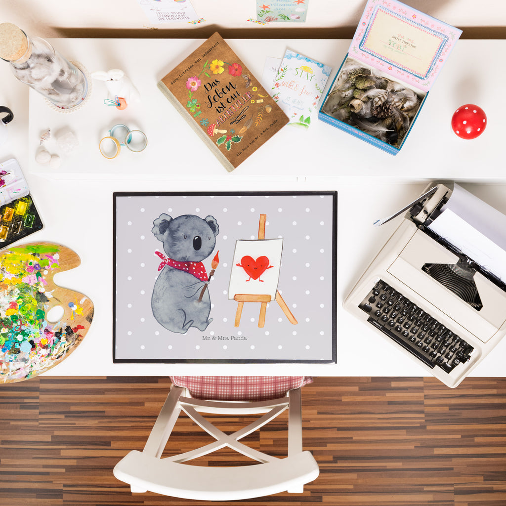 Schreibtischunterlage Koala Künstler Schreibunterlage, Schreibtischauflage, Bürobedarf, Büroartikel, Schreibwaren, Schreibtisch Unterlagen, Schreibtischunterlage Groß, Koala, Koalabär, Liebe, Liebensbeweis, Liebesgeschenk, Gefühle, Künstler, zeichnen