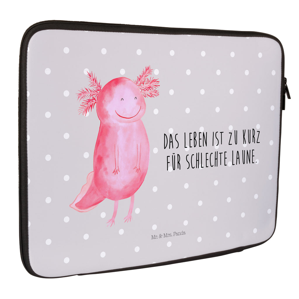 Notebook Tasche Axolotl glücklich Notebook Tasche, Laptop, Computertasche, Tasche, Notebook-Tasche, Notebook-Reisehülle, Notebook Schutz, Axolotl, Molch, Axolot, Schwanzlurch, Lurch, Lurche, Motivation, gute Laune