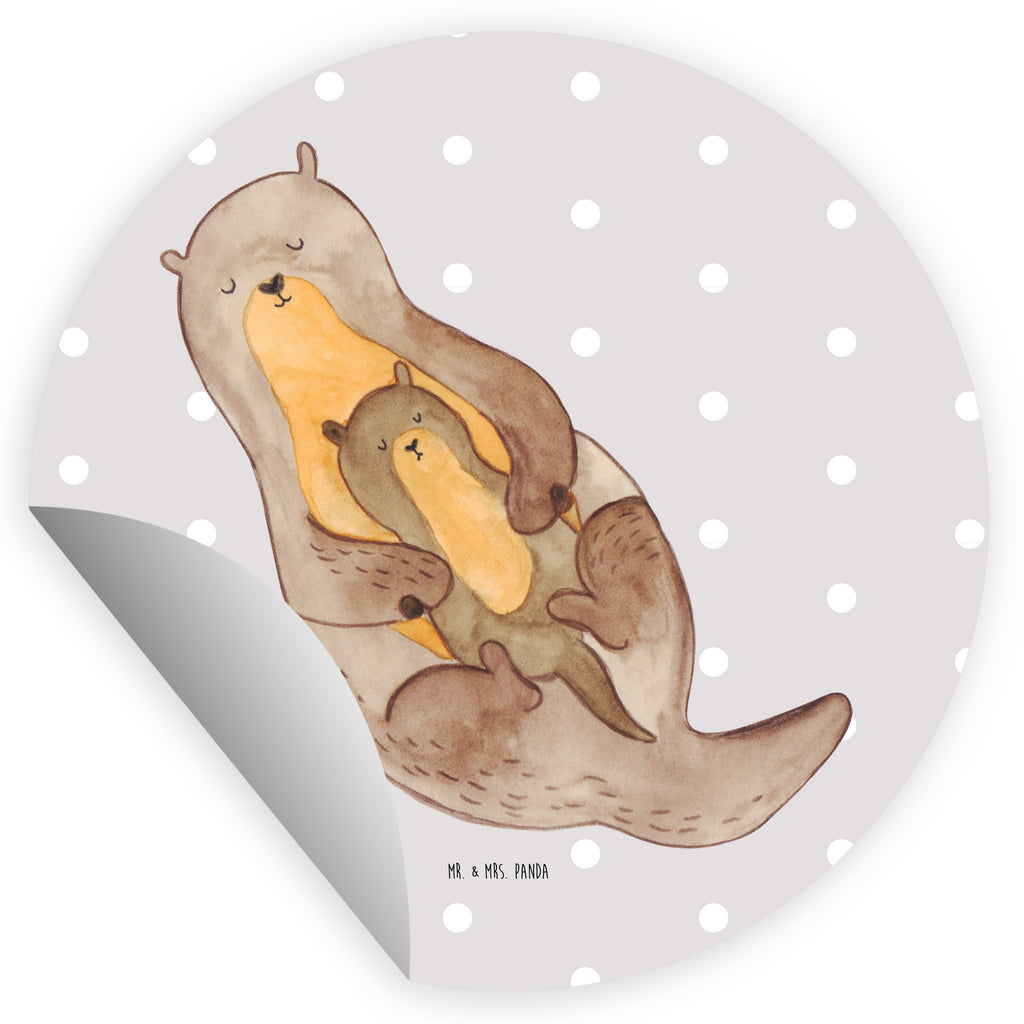 Rund Aufkleber Otter mit Kind Sticker, Aufkleber, Etikett, Kinder, rund, Otter, Fischotter, Seeotter, Otter Seeotter See Otter
