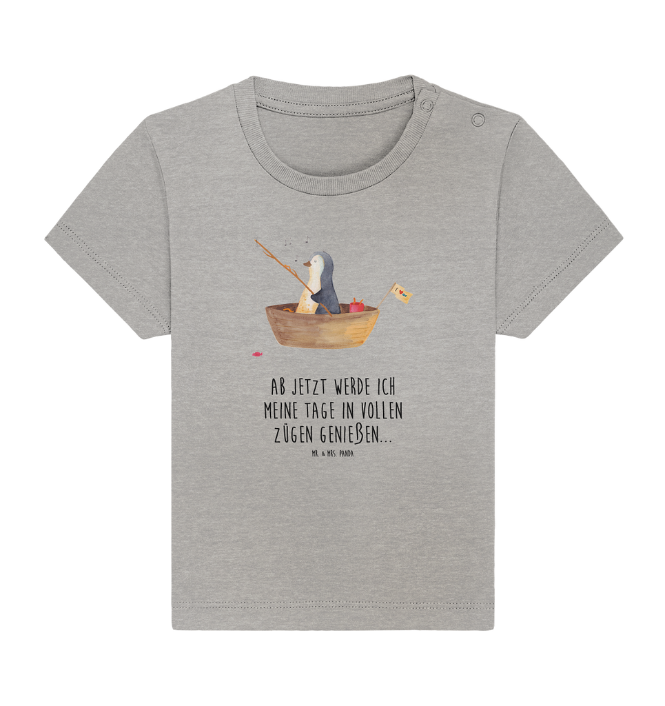 Organic Baby Shirt Pinguin Angelboot Baby T-Shirt, Jungen Baby T-Shirt, Mädchen Baby T-Shirt, Shirt, Pinguin, Pinguine, Angeln, Boot, Angelboot, Lebenslust, Leben, genießen, Motivation, Neustart, Neuanfang, Trennung, Scheidung, Geschenkidee Liebeskummer