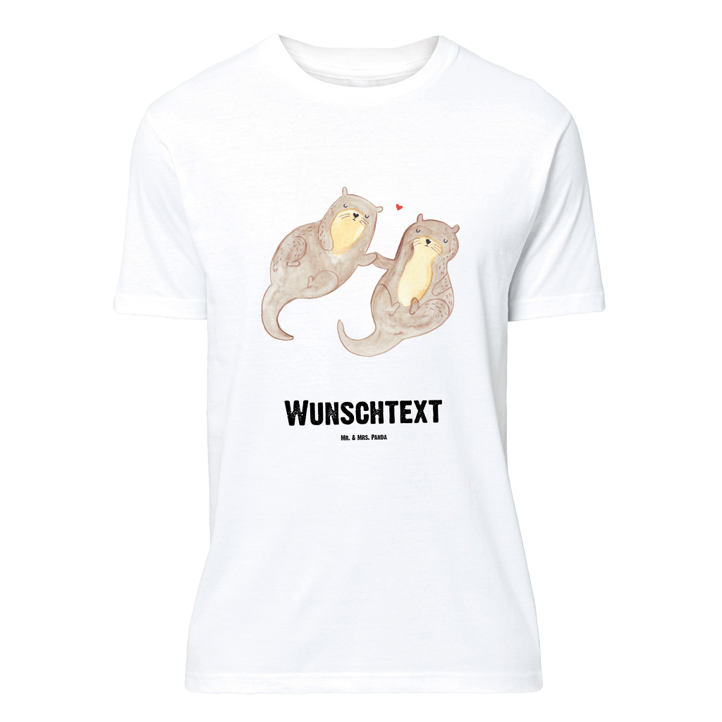 Personalisiertes T-Shirt Otter händchenhaltend T-Shirt Personalisiert, T-Shirt mit Namen, T-Shirt mit Aufruck, Männer, Frauen, Otter, Fischotter, Seeotter, Otter Seeotter See Otter