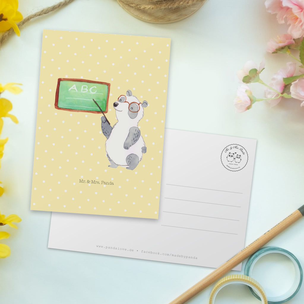 Postkarte Panda Lehrer Postkarte, Karte, Geschenkkarte, Grußkarte, Einladung, Ansichtskarte, Geburtstagskarte, Einladungskarte, Dankeskarte, Tiermotive, Gute Laune, lustige Sprüche, Tiere